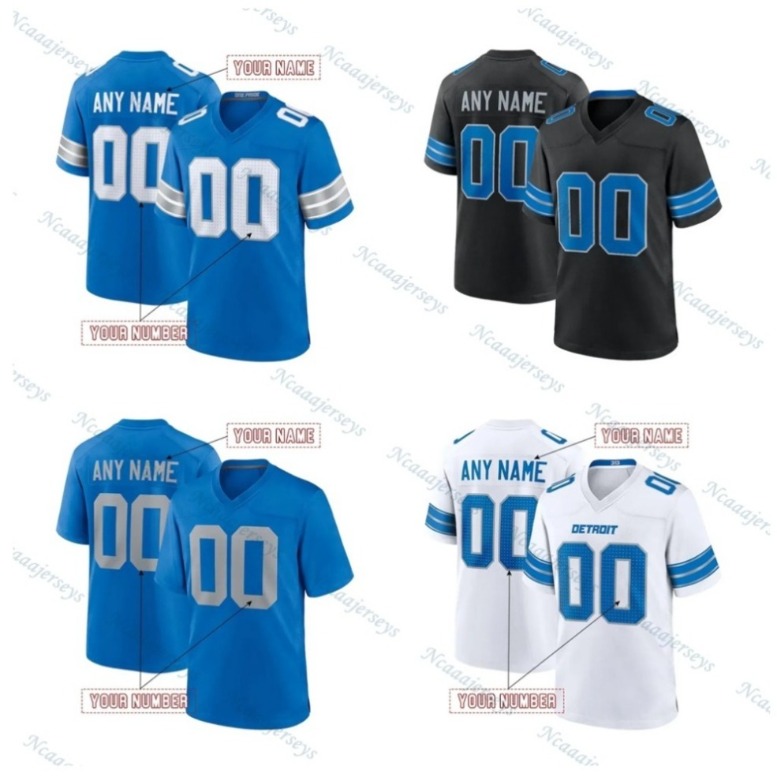 Personalize 0 Gibbs Custom Football Jerseysss 14 Amon-Ra St. Brown Jahmyr Jack Campbell Barry Sanders Jared Goff Shxinet Johnson