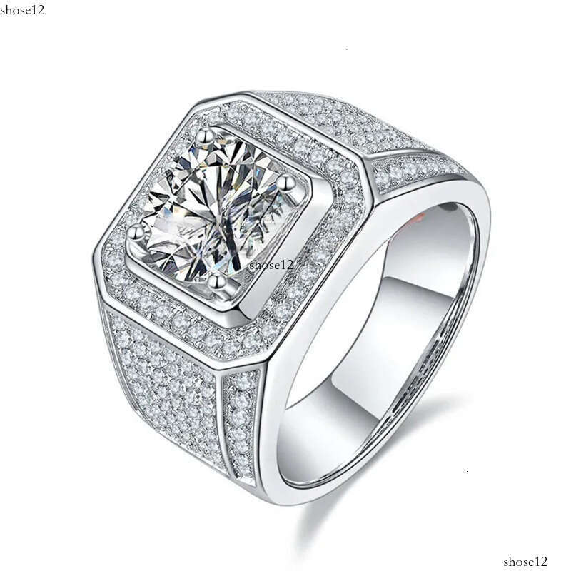 ANSTER Jewelry Dia Men 3ct VVS Moissanite Dias Hip Hop Band Ring