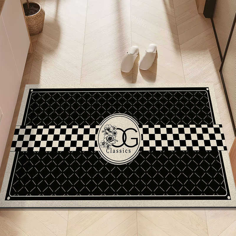 Entrance Door Mud Scraper Silk Loop Doormat Customizable Simple Plaid Cuttable Washable Floor Mat for Home Entrance C250929