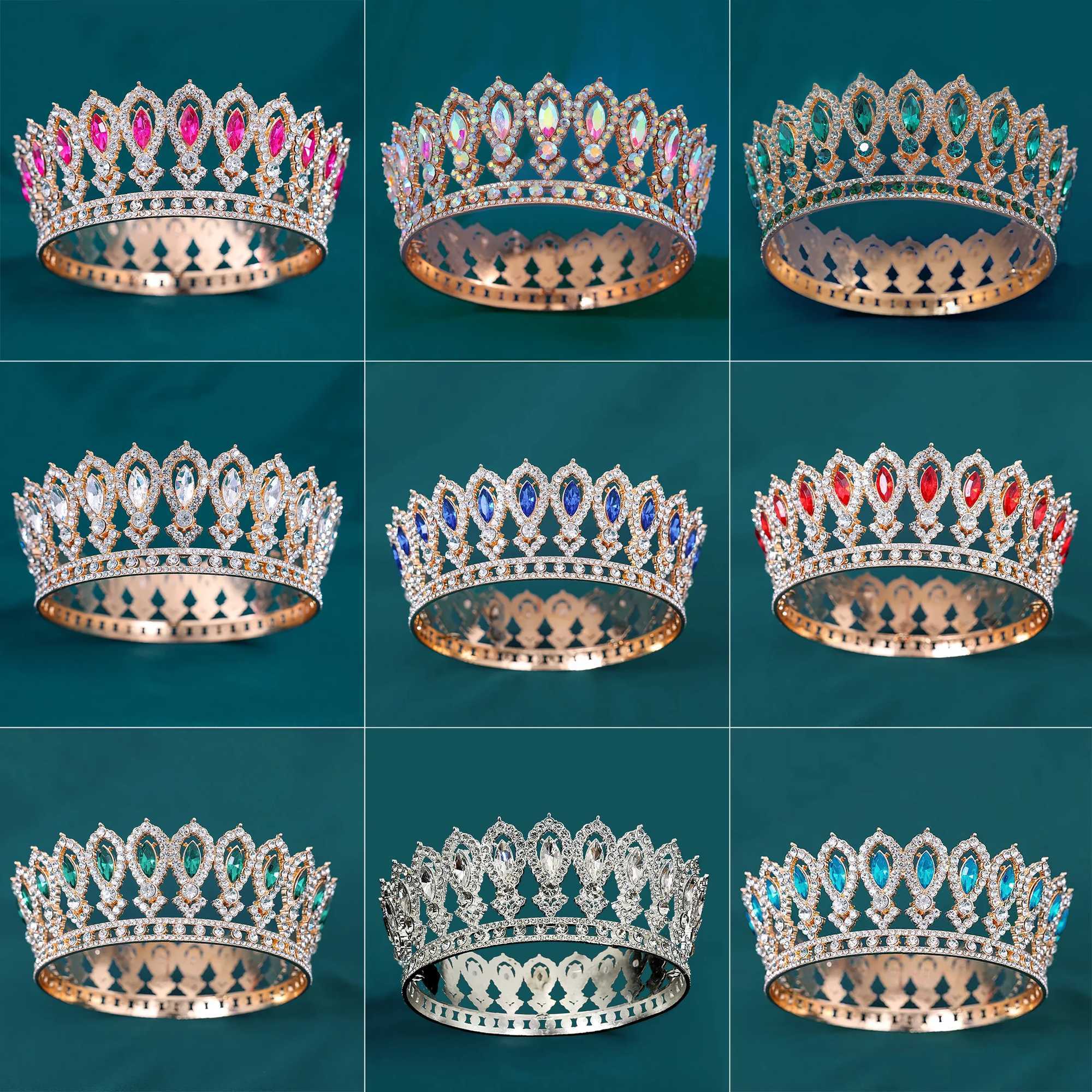 Vintage Bridal Tiara Baroque Marquise Rhinestone Round Crown Wedding Dress cessories Crown Hair Jewelry cessories L250928QXZU