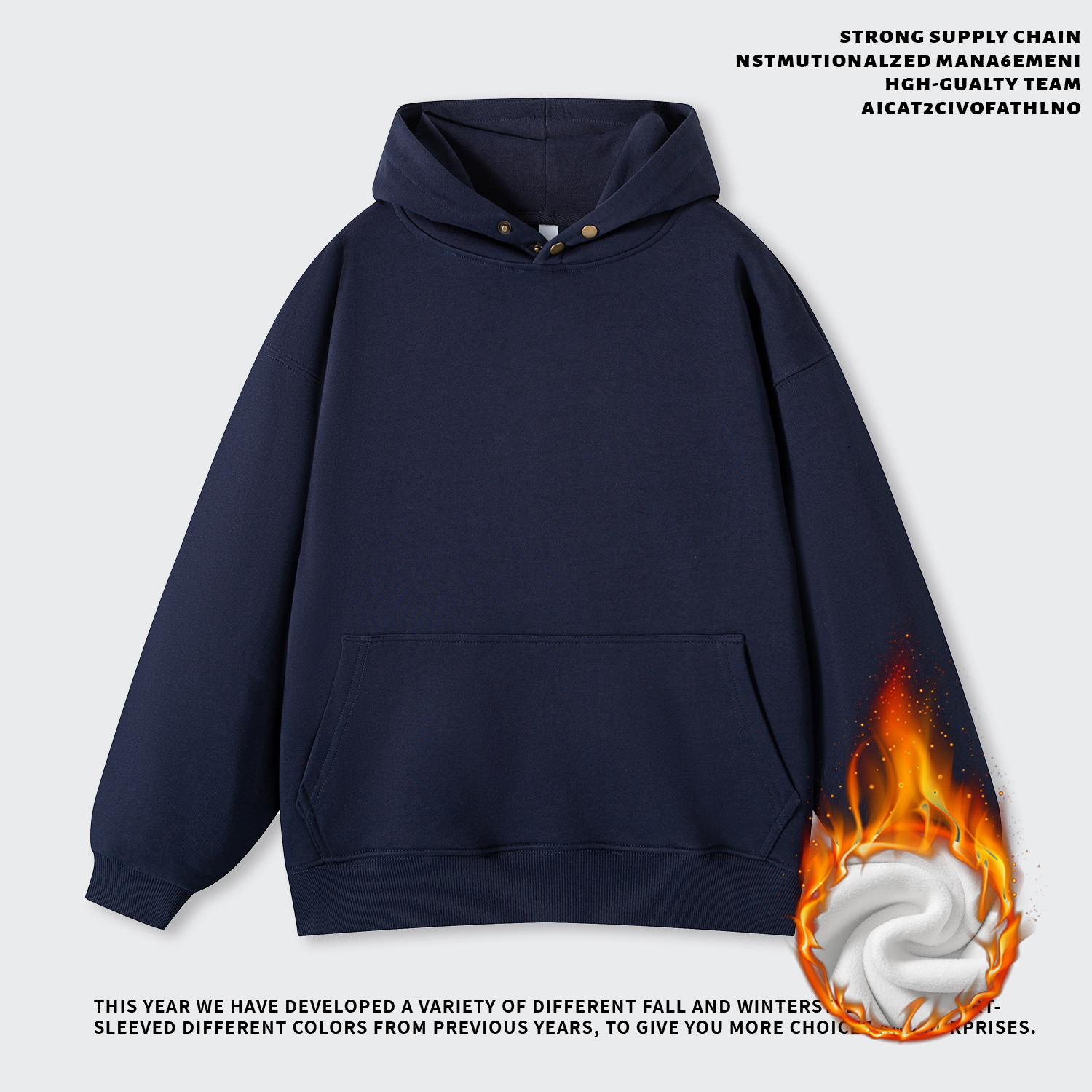 500G Ultra-Heavyweight Pure Cotton! American Retro Style Fleece-Lined Hooded Sweatshirt, New Winter Men's Long-Sleeve Niche Jacket