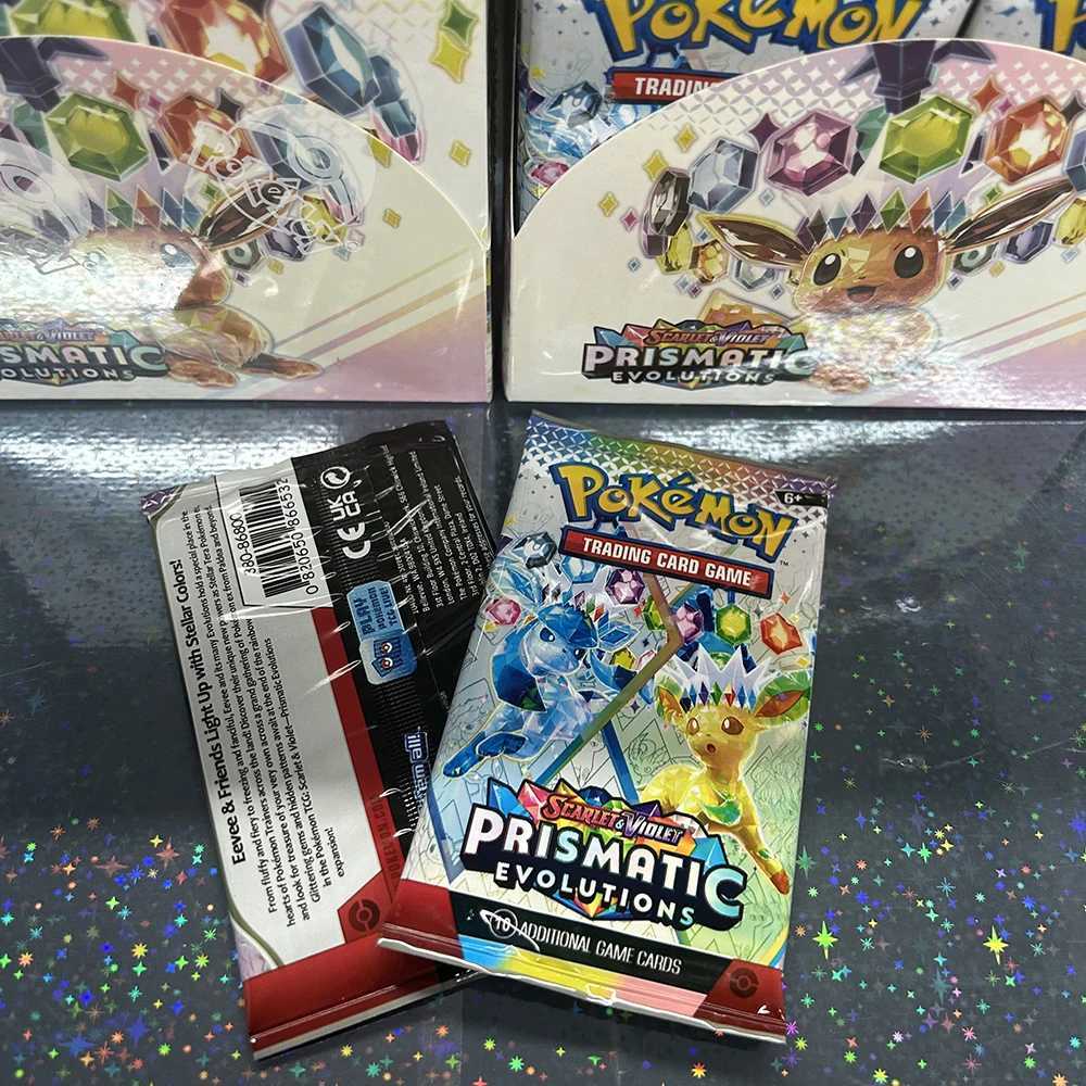 380Pcsset Anime Prismatic Eeveelution Series Foil Card English Collection Trading Glitter Card Game Child Gift L250929USUT