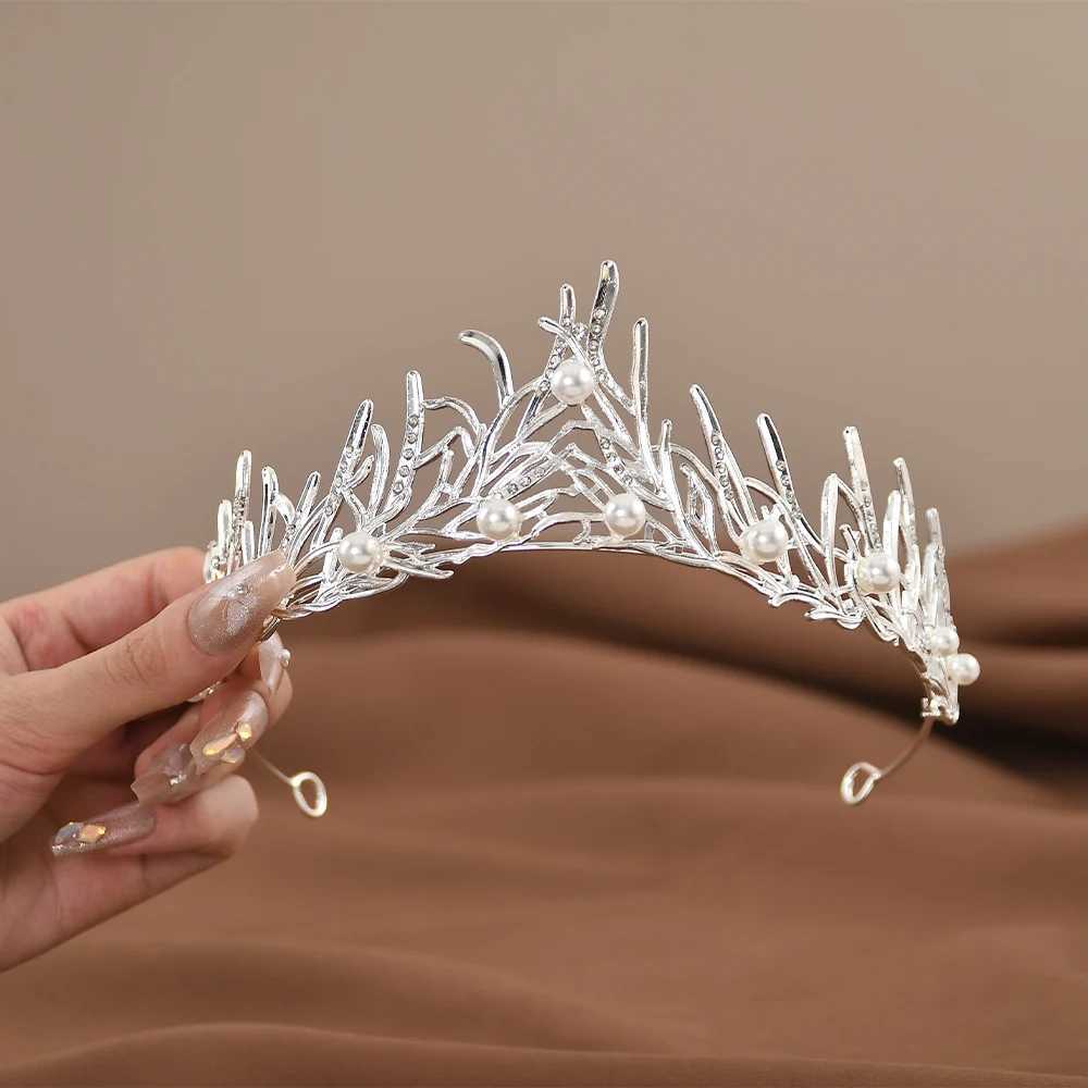 Korean Style Elegant Baroque Tiara Alloy Pearl Wedding Rhinestone Headband Hair Band Rhinestone Crowns Women Hair cessories L250928XBHV
