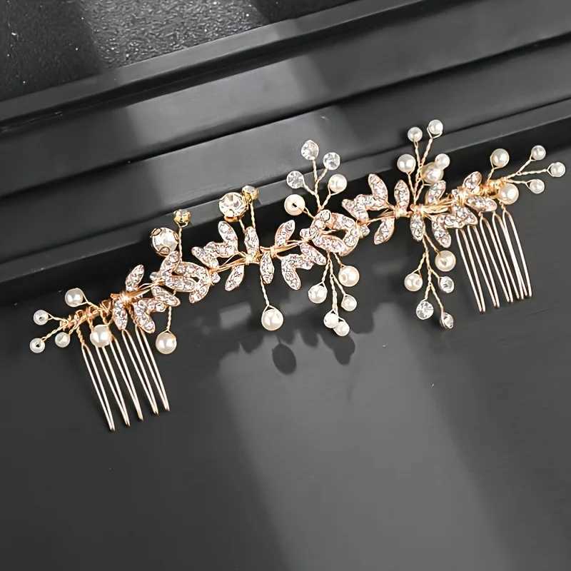 Crystal Pearl Hair Comb Clip Pin Rhinestone Leaf Hair Comb Headband Tiara For Women Bride Wedding Hair cessories Jewelry Comb L2509284O9Y