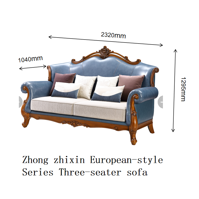 Zhong zhixin European-style Series Solid wood and genuine leather large sofa crafted with care by Danish designers