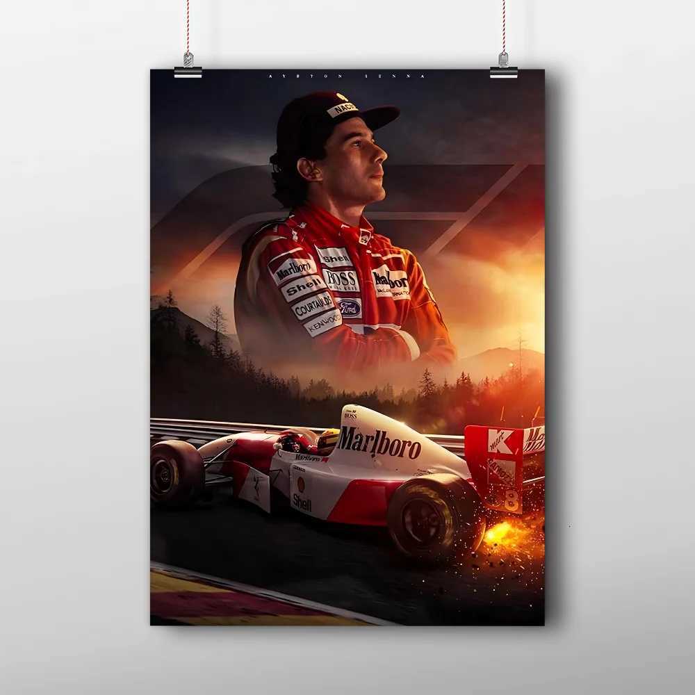 F1 Ayrton Tacing Driver Senna Classic Vintage Posters Vintage Room Home Bar Cafe Decor Nordic Home Decor D250928