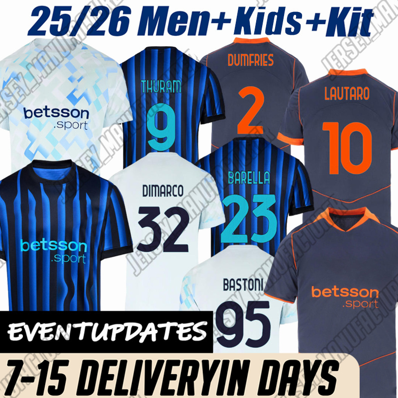 25 26 Inter MilanJersey Martinez BASTONI THURAM BARELLA DIMARCO DUMFRIES FRATTESI BISSECK ESPOSITO AUGUSTO HENRIQUE fans Camisetas men kids kit uniforms