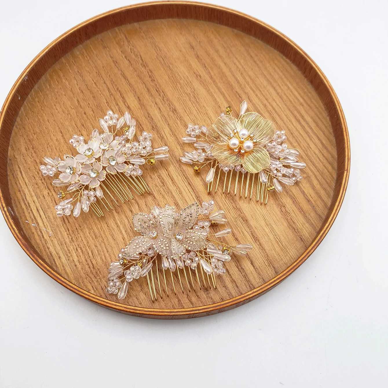 Bridal Hair cessories Crystal Peals Hair Combs Wedding Hair Clips cessories Jewelry Handmade Women Hair Ornaments Headpieces L250928PGGP