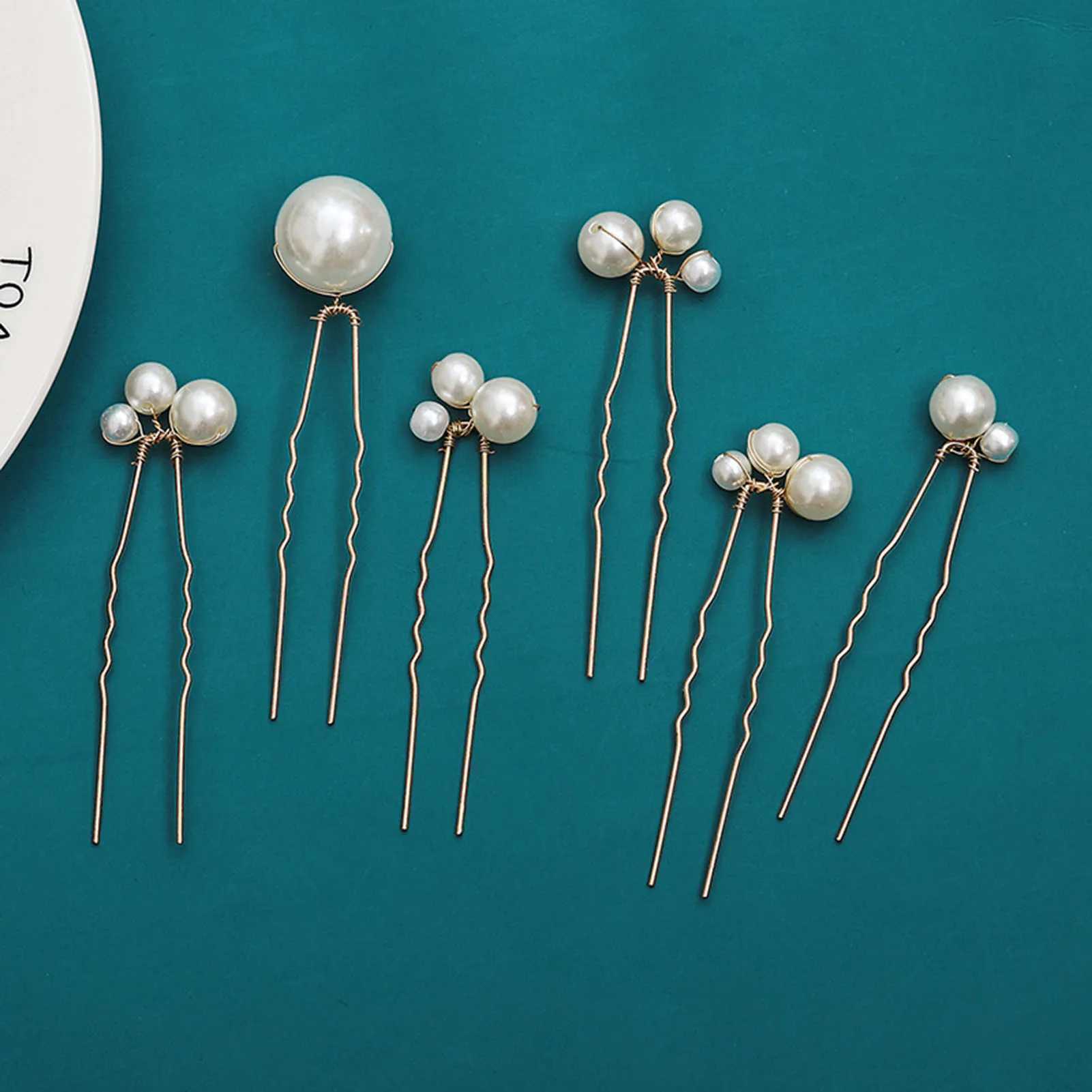 Bride Pearl Hairpin Wedding Hair cessories Golden Alloy Ushaped Hair Clip Beauty Lady Engagement Headpiece Retro Jewelry L250928DO8Y