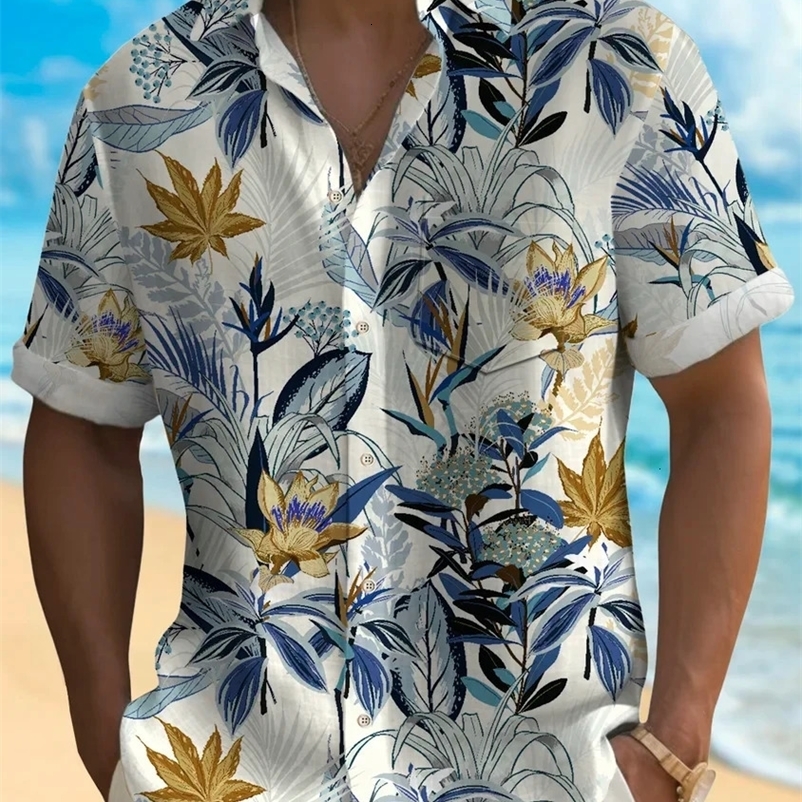 Beach Hawaiian Casual Mens Shirt Outdoor Street Daily Fall Turndown Short Sleeve Fashion Buttoned for Boys 240419