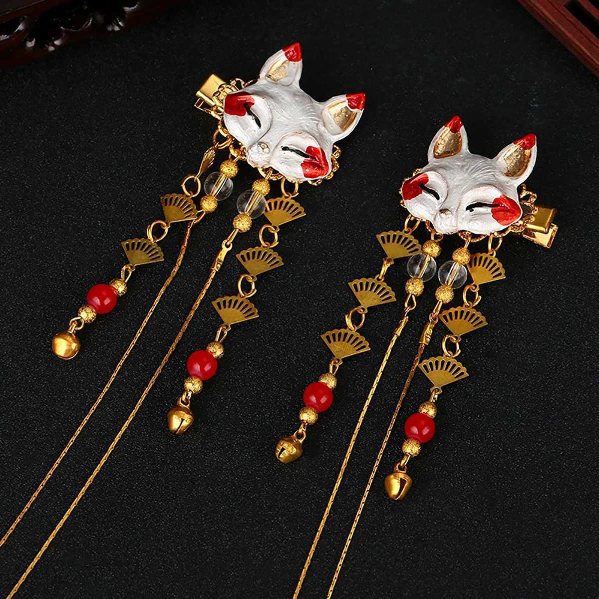 Anime Japanese Fox Hair Headdress for Women Kawaii Tassel Step Shake Hairpin Cosplay Props Girl Clothing cessories L250928PDD6