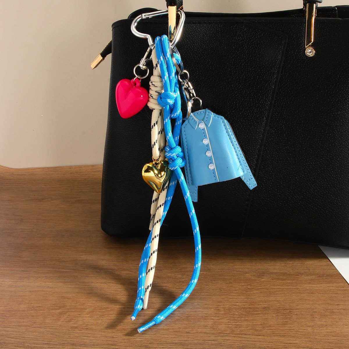Unique Pu Blue Shirt Pendant Keychain Versatile Bag Pendant Accessory H250928