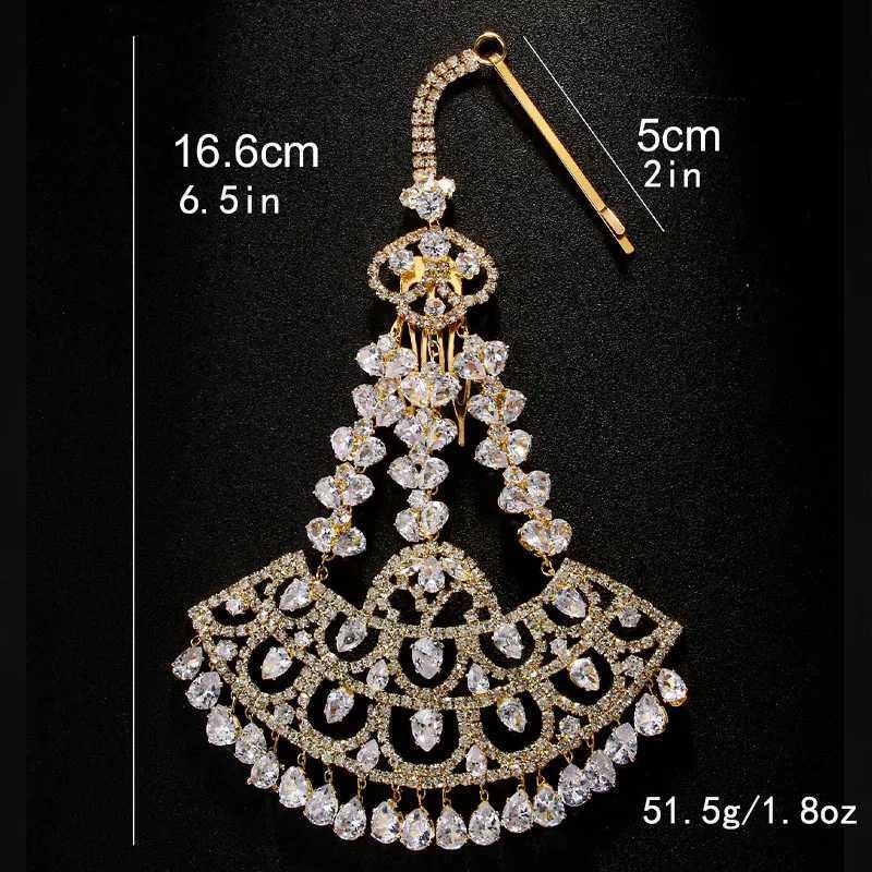 New Style Fashion Bohemian Zircon Cubic Fan Shape Hairpon Jewelry for Women Wedding Bridal Tassel Hair cessories Wholesale L2509282DI4