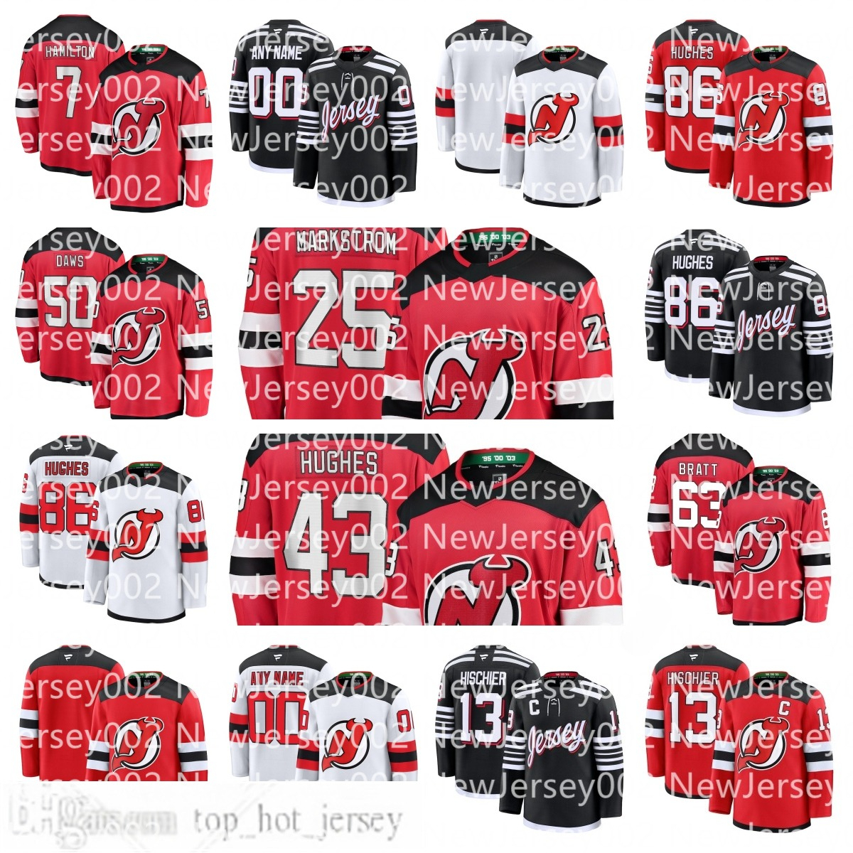 Devils Hockey Jersey Jesper Bratt Jack Hughes Nico Hischier Stefan Noesen Dougie Hamiltons Timo Meier Dawson Mercers Paul Cotter Erik Haula Tomas Tatar