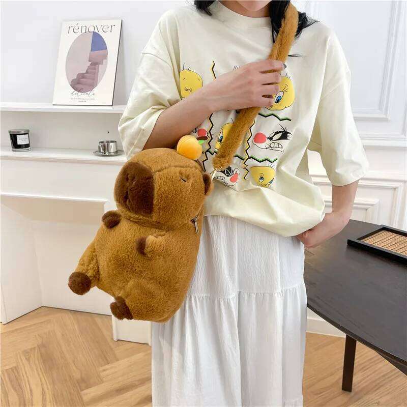 Cute Soft Plush Capybara Backpack Girl Fashionable Crossbody Women Kawaii Shoulder Bag Children Gifts For Girlfriend