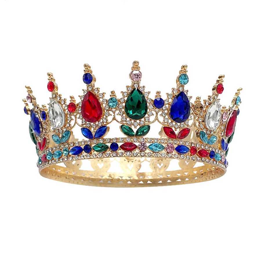 Vintage Baroque Queen King Bride Tiara Crown For Women Headdress Prom Bridal Wedding Tiaras and Crowns Hair Jewelry cessories L2509287DI3