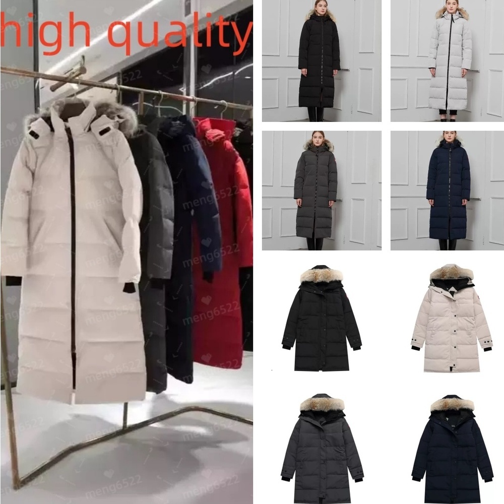 Women's Parkas Designer Womens Down Jacket Fashion Brand Gooses Long Coat Pocket Fur Collar Thermal Top Female Autumn And Winter Large Clothing Xs-Xl 24