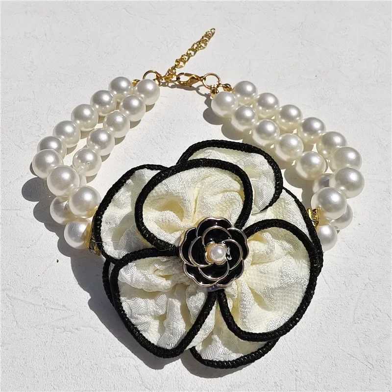 Pet Clothing Fashion Pearl Flower Bow Elegant Small Necklace Designer Dog Collar Dogs Cats Outdoors Holidays Everyday Adjustable