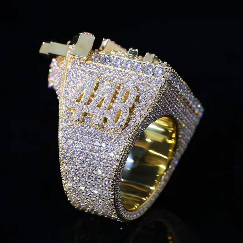Luxury Custom Hip Hop Moissanite Ring Vvs Diamond Baguette Trap House Shape Bling Iced Out Championship Ring for Men