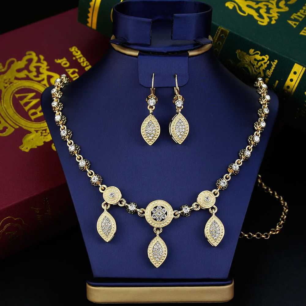 Sunspicems Gold Color Algeria Hair Chain Bride Wedding Jewelry Sets Crystal Head Chain for Women Forehead Chain Hair Jewelry L250928UGNQ
