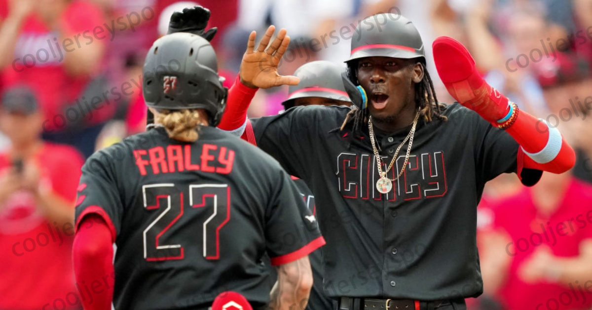 Custom 44 Reds Elly De La Cruz Baseball Jerseys Matt McLain Tyler Stephenson Hunter Greene Spencer Steer CincinnatiJerseys
