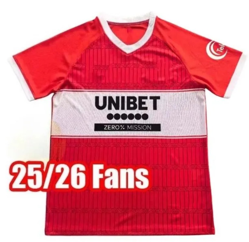 2025 2026 Middlesbrough Soccer Jerseys HACKNEY AZAZ FRY LATTE LATH DEN BERG JONES MCGREE Football Shirt FORSS CLARKE Men Kids Umniform Kit Set