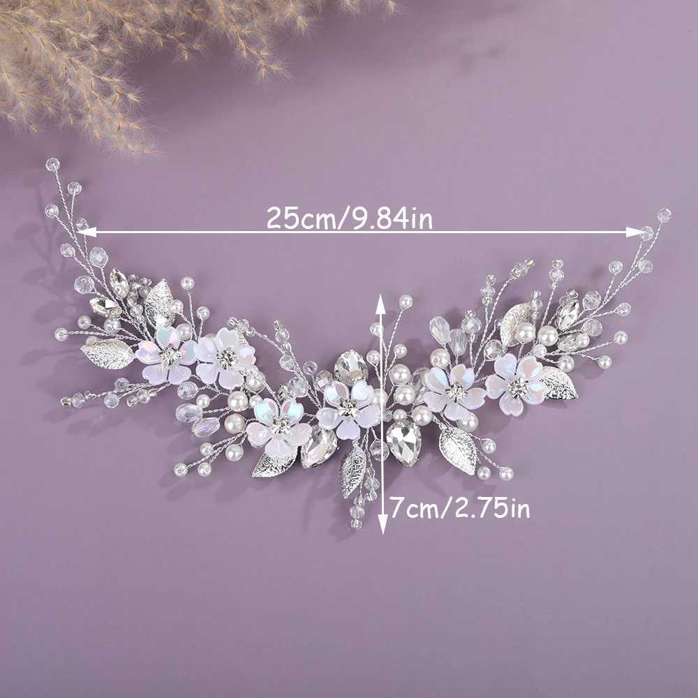 Silver Flower Wedding Headband for Women Headpiece Bridal Pearl Crystal Hair cessories Handmade Rhinestone Party Headdress L250928ODCG