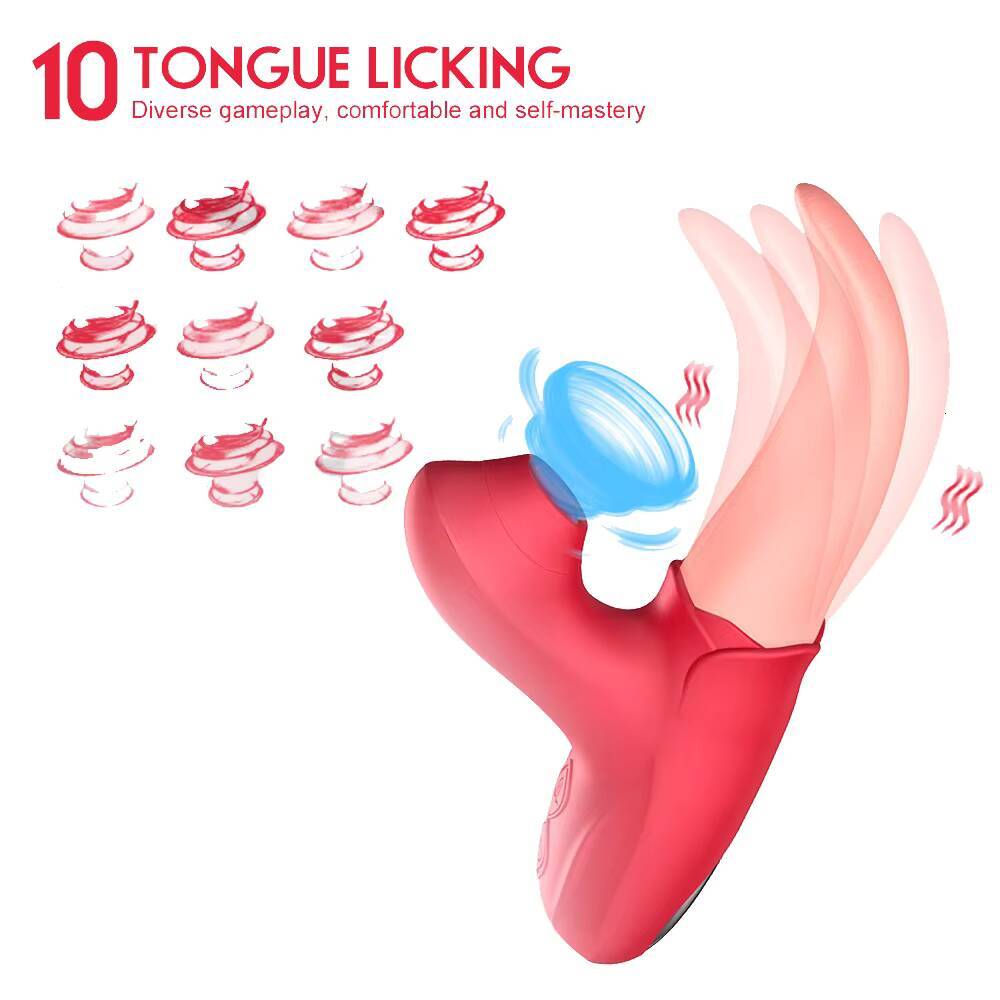 2 in 1 Tongue Licking Sucking Vibrator Female Masturbation Device Clitoris Gspot Stimulation Massage Adult Toys
