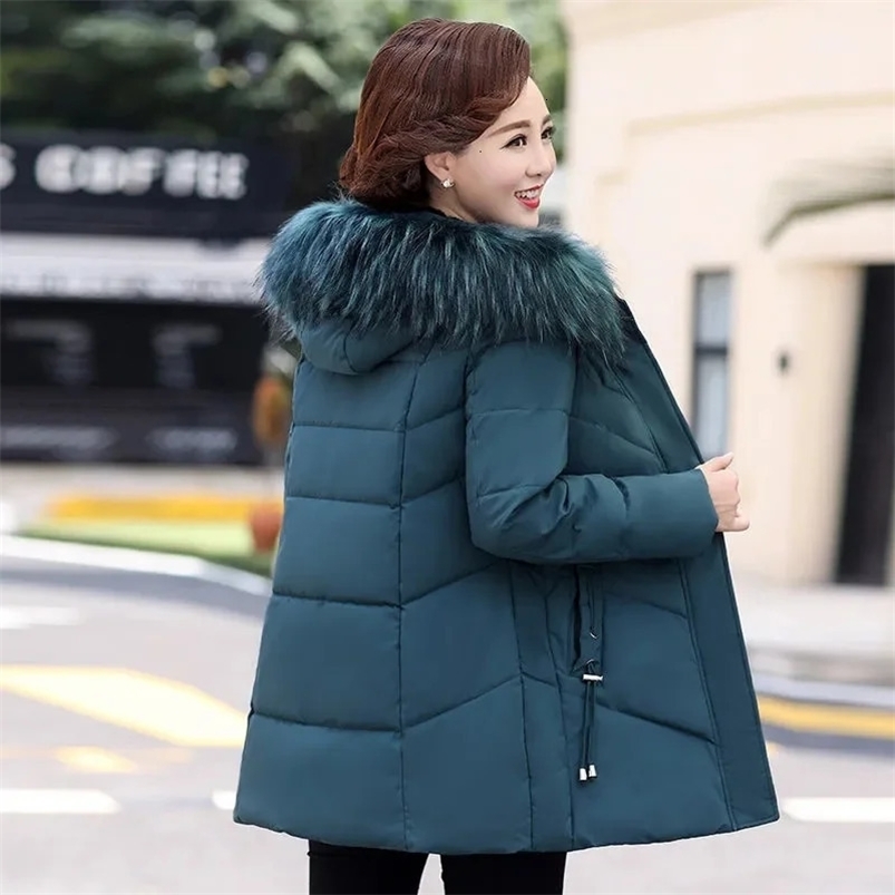 Winter Jacket Womens Parkas Long Coat Fur Collar Hoodie Coat Thick Warm Cotton Lining Coat Puff Parka 240926