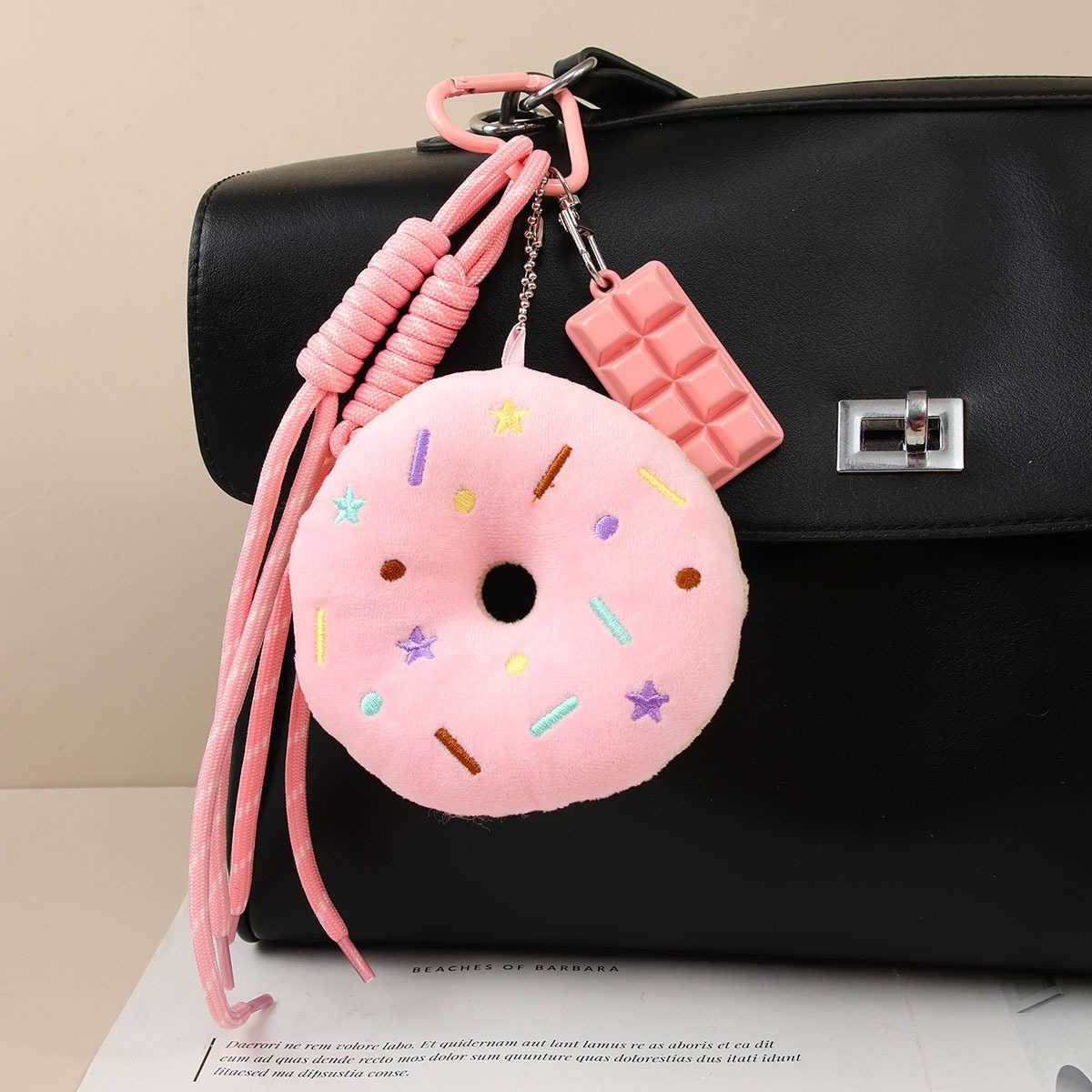 Celebrity 10cm Big Donut Plush Toy Versatile Pendant Chocolate Bag Accessory Keychain H250928