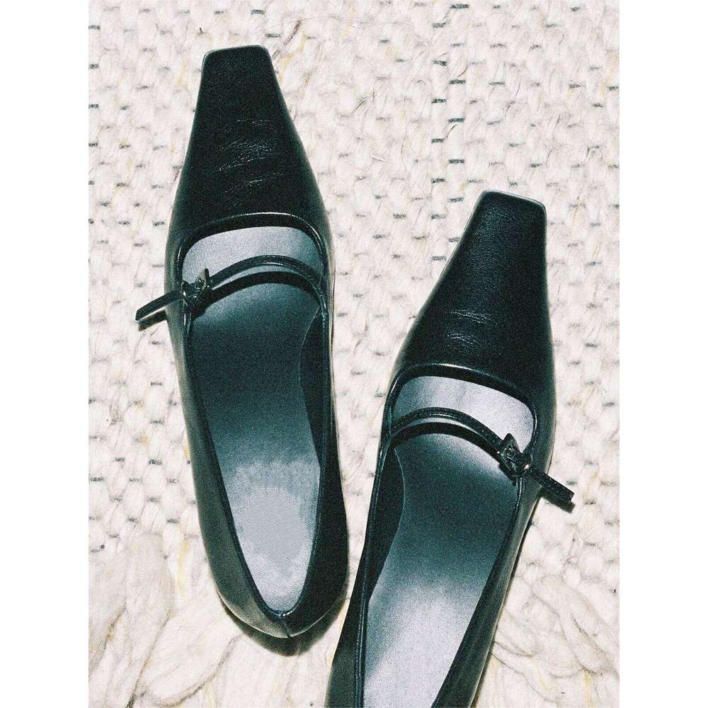 Genuine Niche Stiletto heel Shallow Mouth One-Strap Square Toe Single for Women 2025 New Spring Small Leather Shoes High heheels