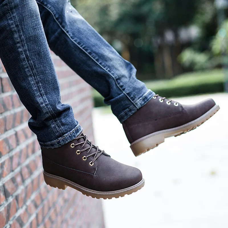 Winter boots men shoes warm plus fur winter snow boots work shoes men pu leather laceup ankle boots men plus size 250929