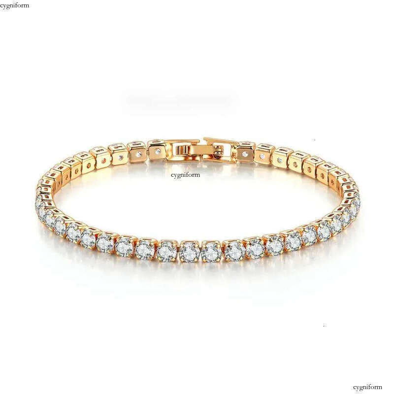 Tennis chain fashion designer VVS zircon women's bracelet, men's blue jade powder Mosonite Sier gold plated jewelry dia single row hip hop 4
