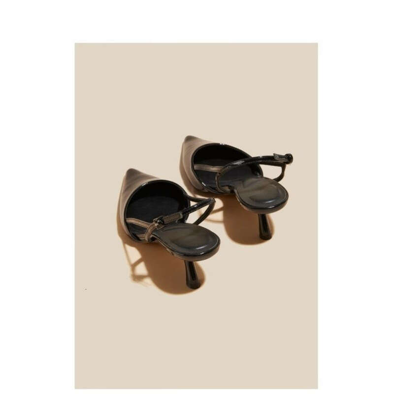 French Style Designer Shoe heelegant Kitten heel Backless Single Shoes 2025 New Pointed Toe Black Sandals Niche Professional High heels for Women