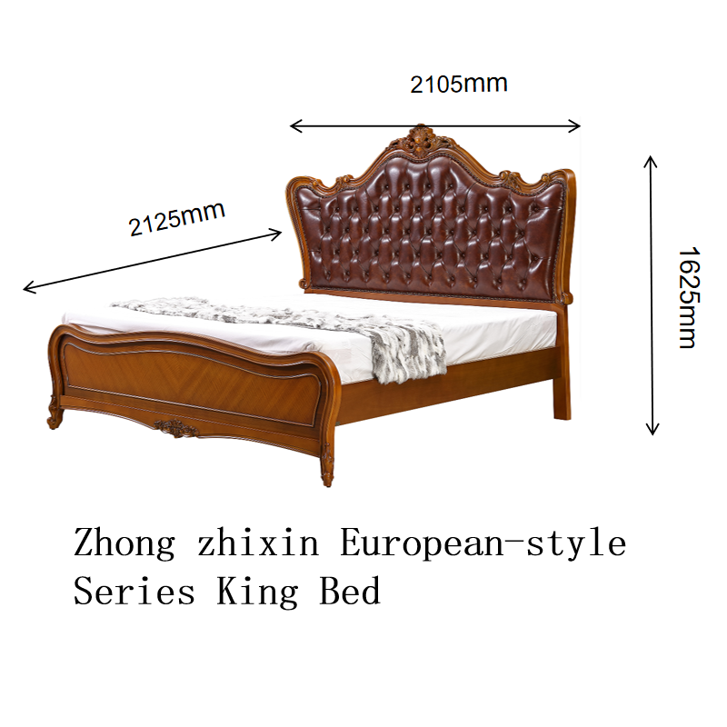 Zhong zhixin European-style Series King Bed Meticulously crafted by Danish designers Made of solid wood and genuine leather
