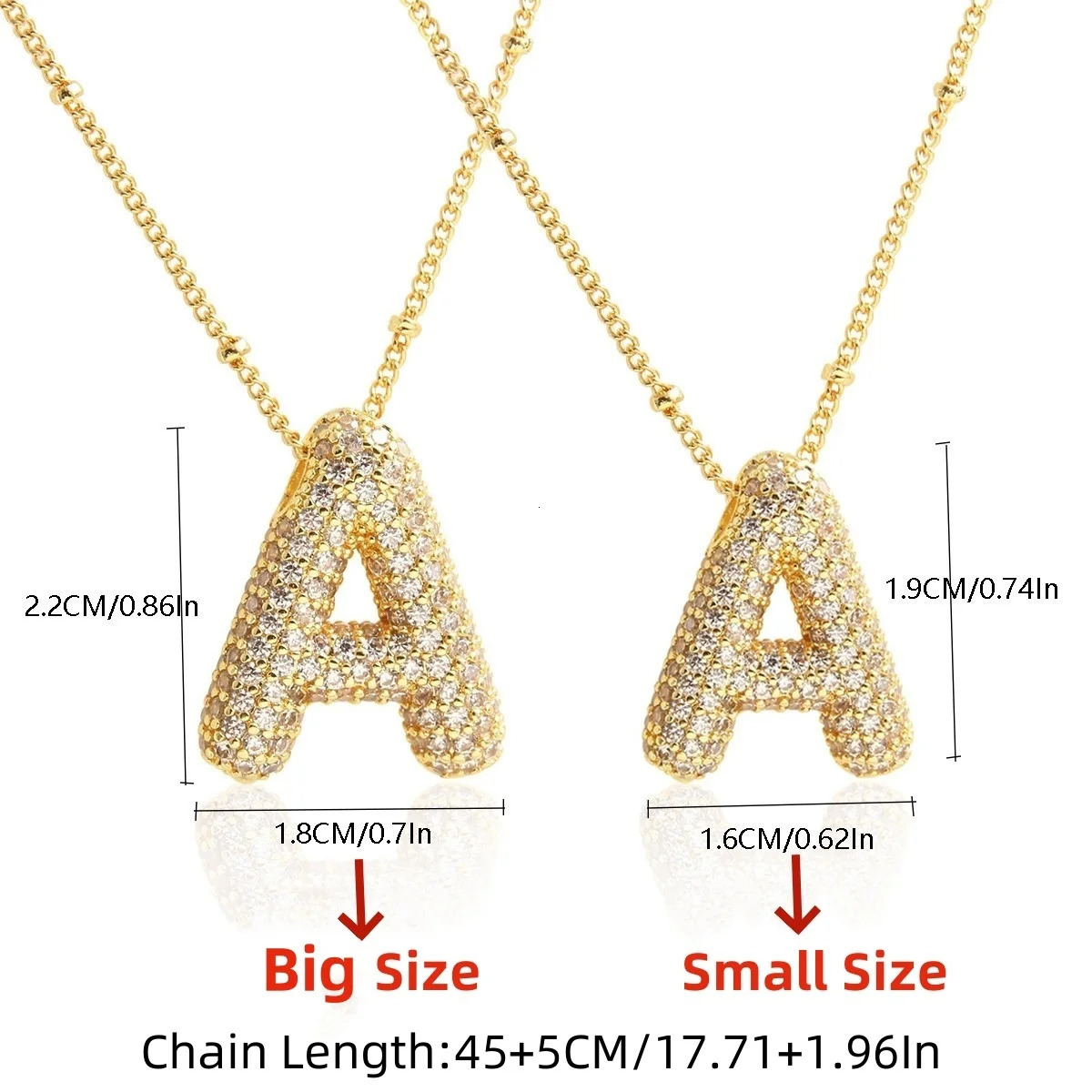 MHSSUN Gold Plated Balloon 26 Letter Necklaces Copper Zircon Bubble Initial Pendant Chunky Women Personality Chain Jewelry 250928