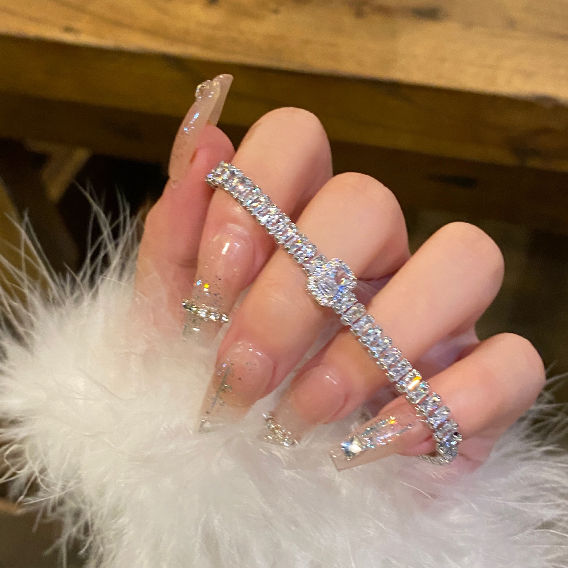 Silver - Toned Bracelet With Crystal - Encrusted Flower Charms Delicate Daily & Elegant Jewelry Gift For Her Romantic And Stylish Accessory