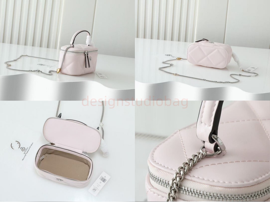 kiar 2025 latest designer fashion handle box makeup bag, with 100% (head-turning rate) in daily outfits. Cowhide material
