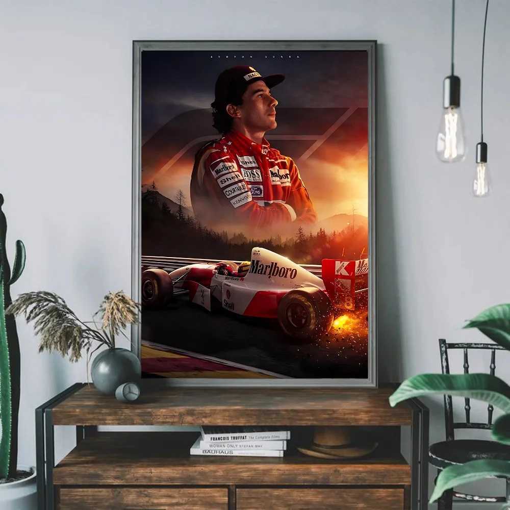 F1 Ayrton Tacing Driver Senna Classic Vintage Posters Vintage Room Home Bar Cafe Decor Nordic Home Decor D250928