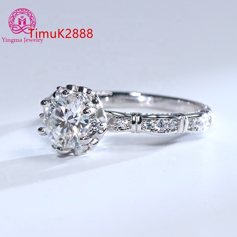 New Arrival 1 CTW Moissanite Rings 925 Sterling Silver Moissanite Jewelry Ring D Vvs Moissanite Ring for Gifts