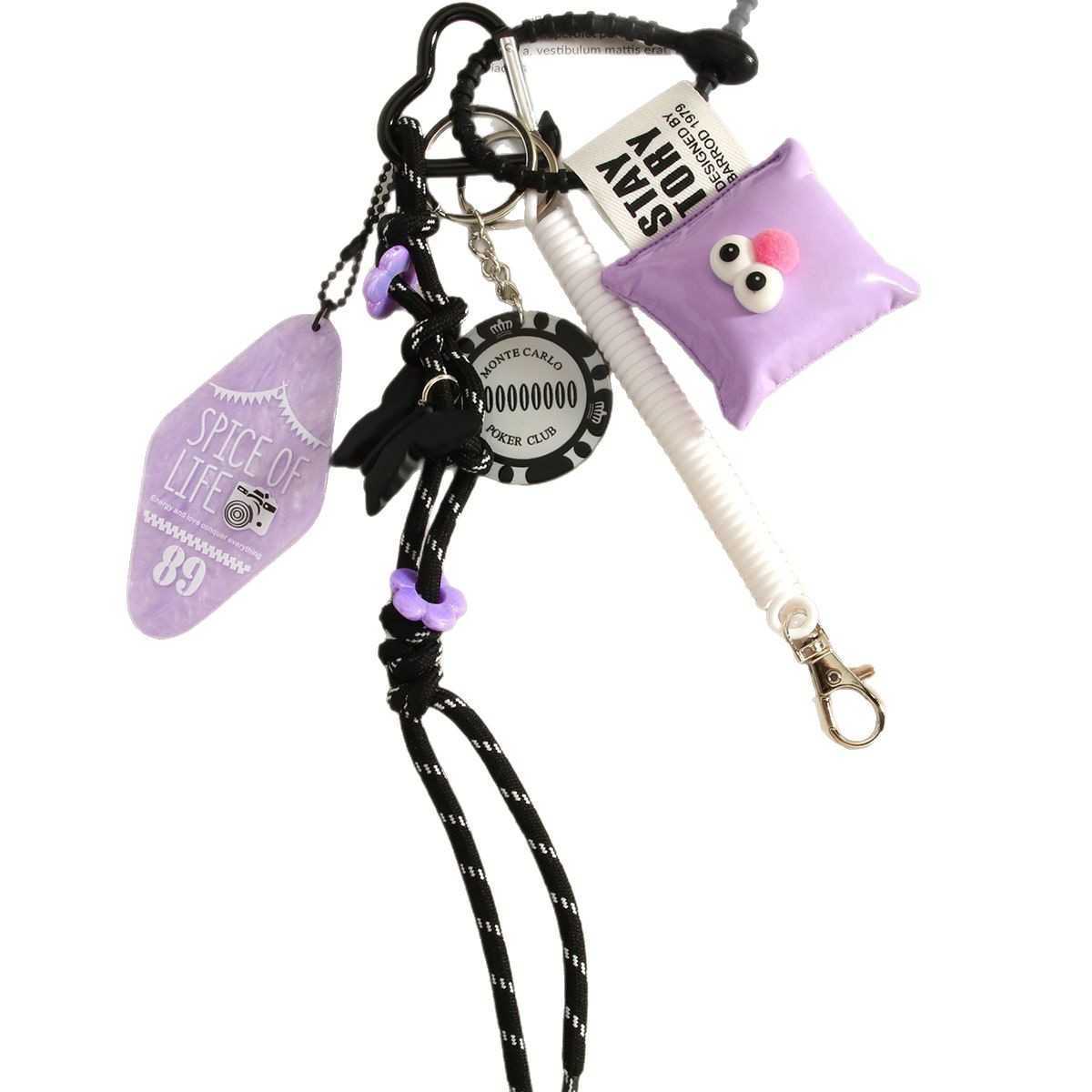 Unique Black and Purple Bag Pendant Big Eyes Cute Small Pillow Decoration Creative Chip Pendant Accessory H250928