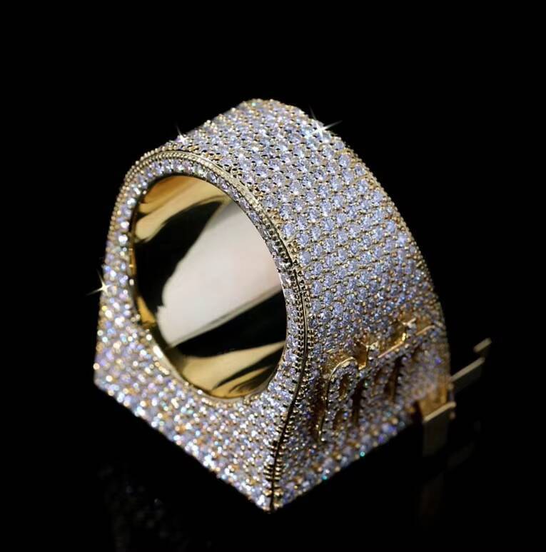 Luxury Custom Hip Hop Moissanite Ring Vvs Diamond Baguette Trap House Shape Bling Iced Out Championship Ring for Men