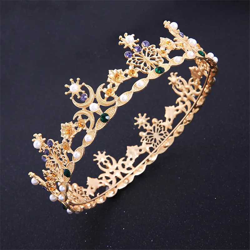 Baroque Vintage Tiara Adjustable Royal Queen King Crown For Men Diadem Prom Headpiece Wedding Hair Jewelry Head Ornaments L250928HXCE