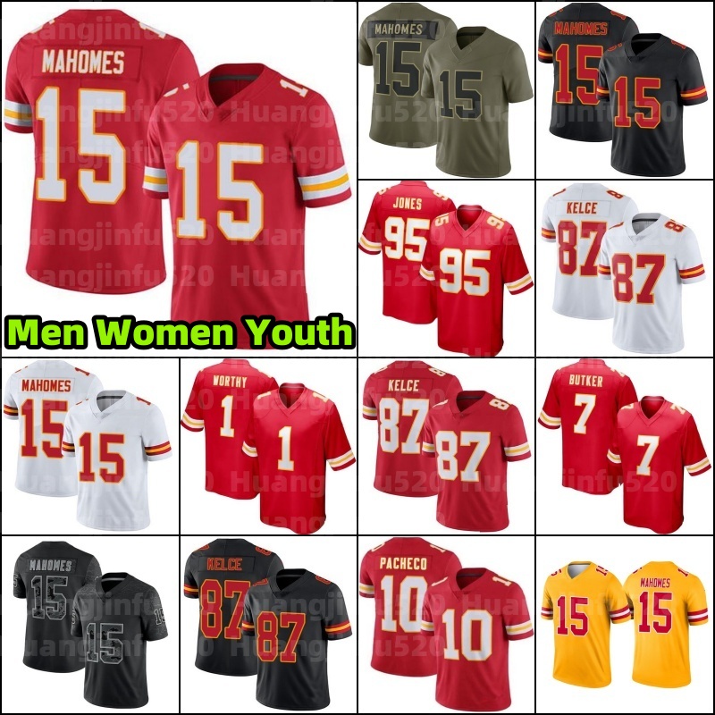 15 Patrick Mahomes Travis Kelce Isiah Pacheco Football Jersey Rashee Rice Xavier Worthy Harrison Butker Rees-Zammit Chris Jones Nick Bolton Karlaftis Holmes Okoye