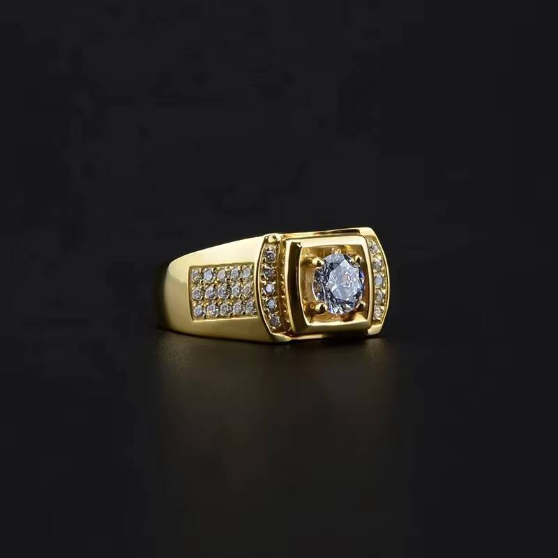 Fashion GRA Certificate D Color Moissanite Ring Elegant 925 Silver Plated 18K Gold Classic Wedding Hip Hop Men Moissanite Rings