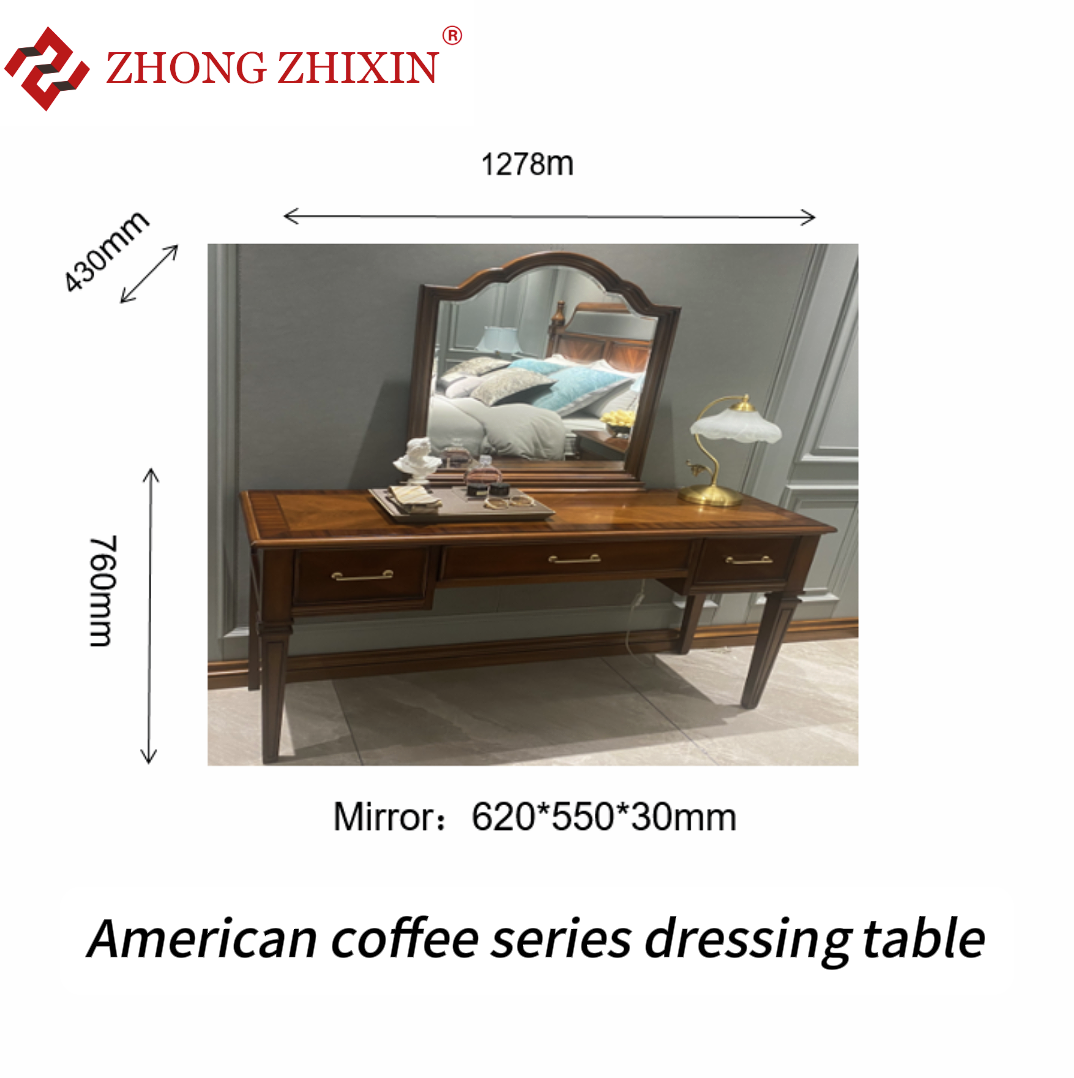Zhongzhixin King Size Solid Wood Bedroom Set, Luxury American Style - Designer King Bed with Headboard + Nightstands, for Master Bedroom, Dark Brown