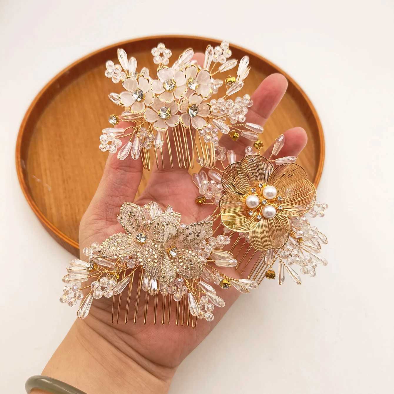 Bridal Hair cessories Crystal Peals Hair Combs Wedding Hair Clips cessories Jewelry Handmade Women Hair Ornaments Headpieces L250928PGGP