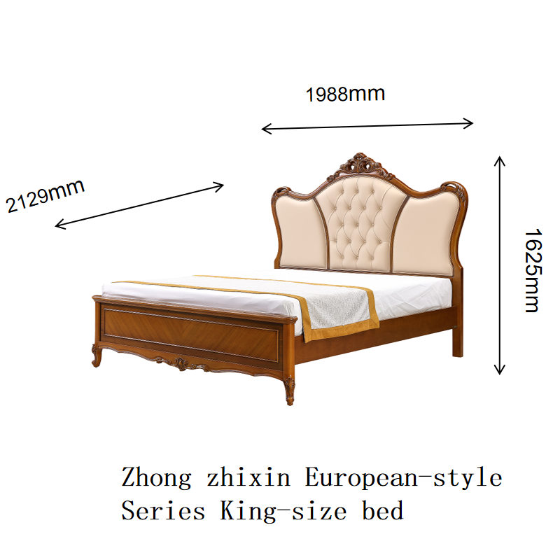 Zhong zhixin European-style Series King Bed Meticulously crafted by Danish designers Made of solid wood and genuine leather
