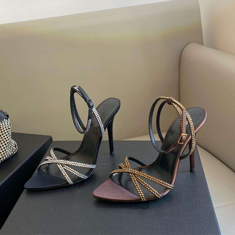 2025 New Fashionable Super Fairy Style Sexy Rhinestone Thin Designer Shoe Strap High heel Sandals for Going Out