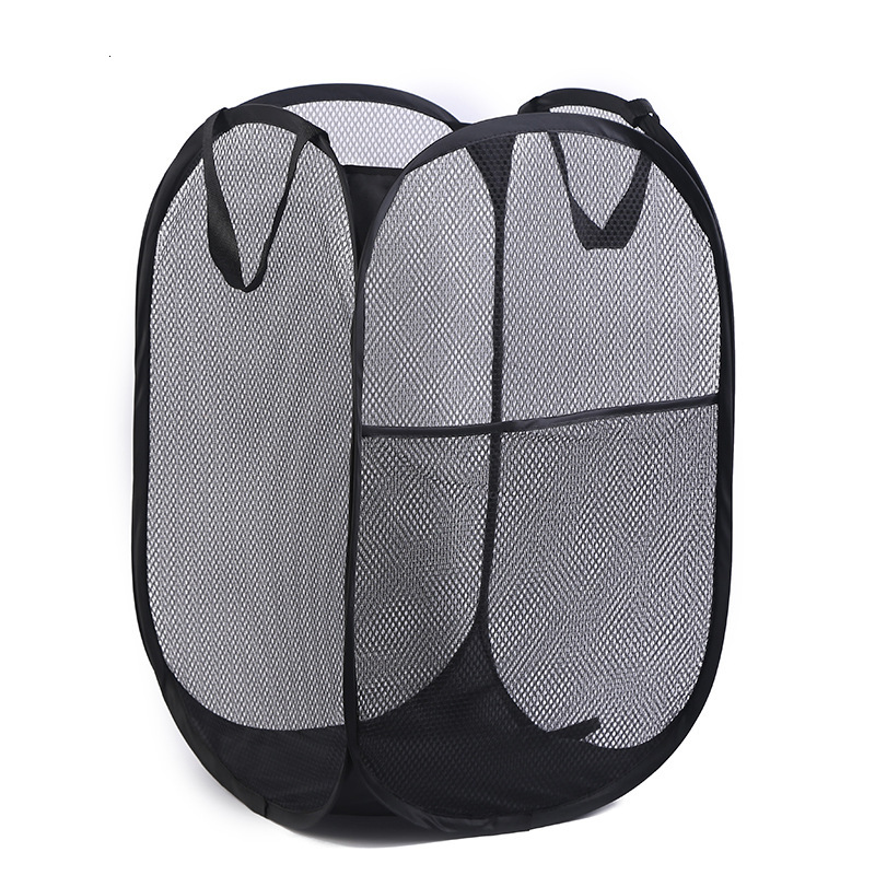 Household Mesh Laundry Basket Laundry Hamper Foldable Dirty Clothes Storage Baskets Large Capacity Organization